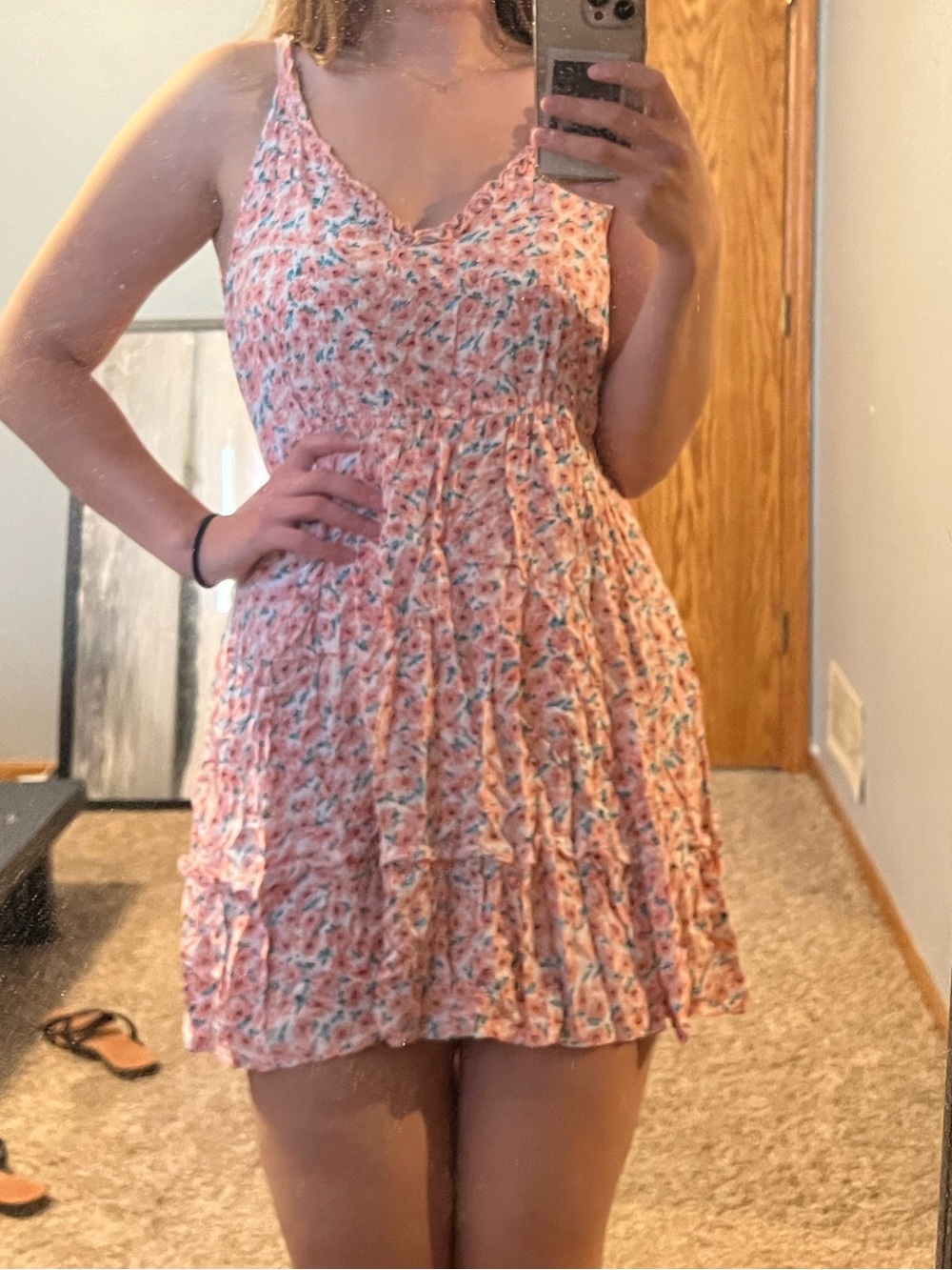 Light Pink/Coral Floral Mini dress Dress